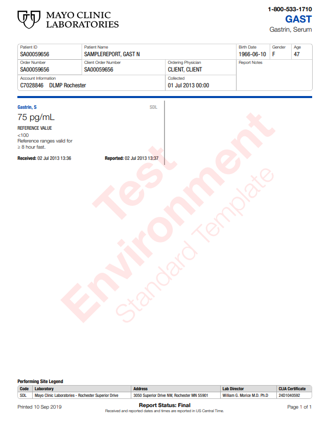 Gastrin (Fasted Test)