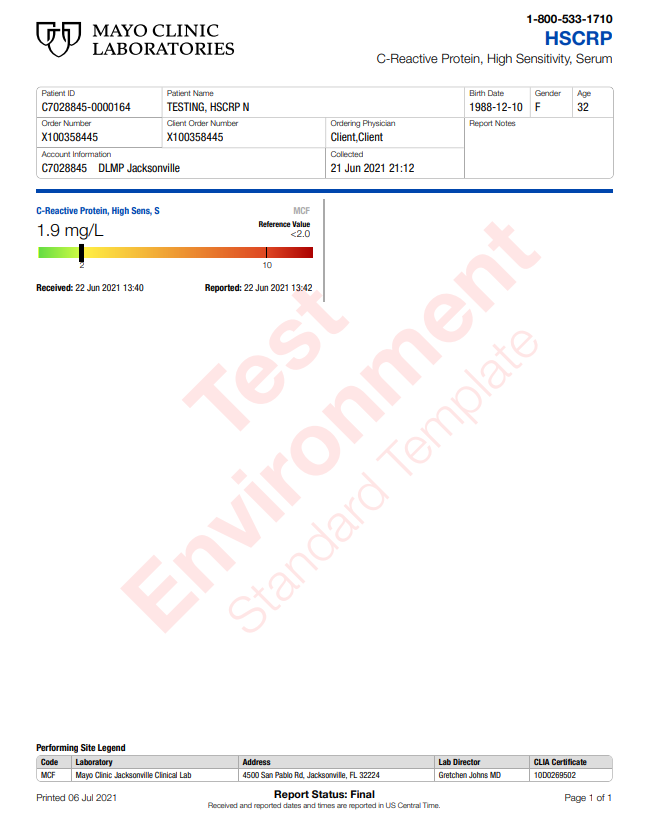 C-Reactive Protein, High Sensitivity