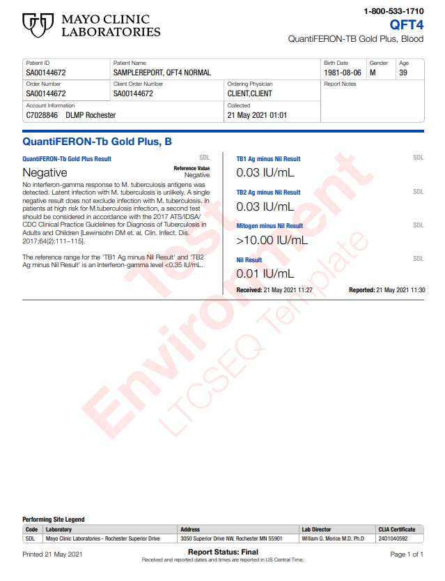 QuantiFERON®-TB Gold Plus (Tuberculosis Test)