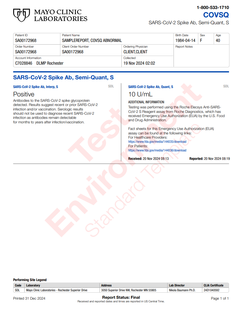 Covid-19 Spike Protein Antibody Test