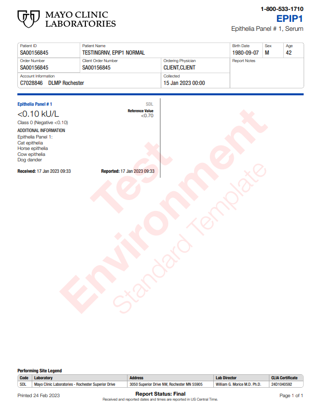 Epithelia Panel (Cat, Dog, Cow, Horse)