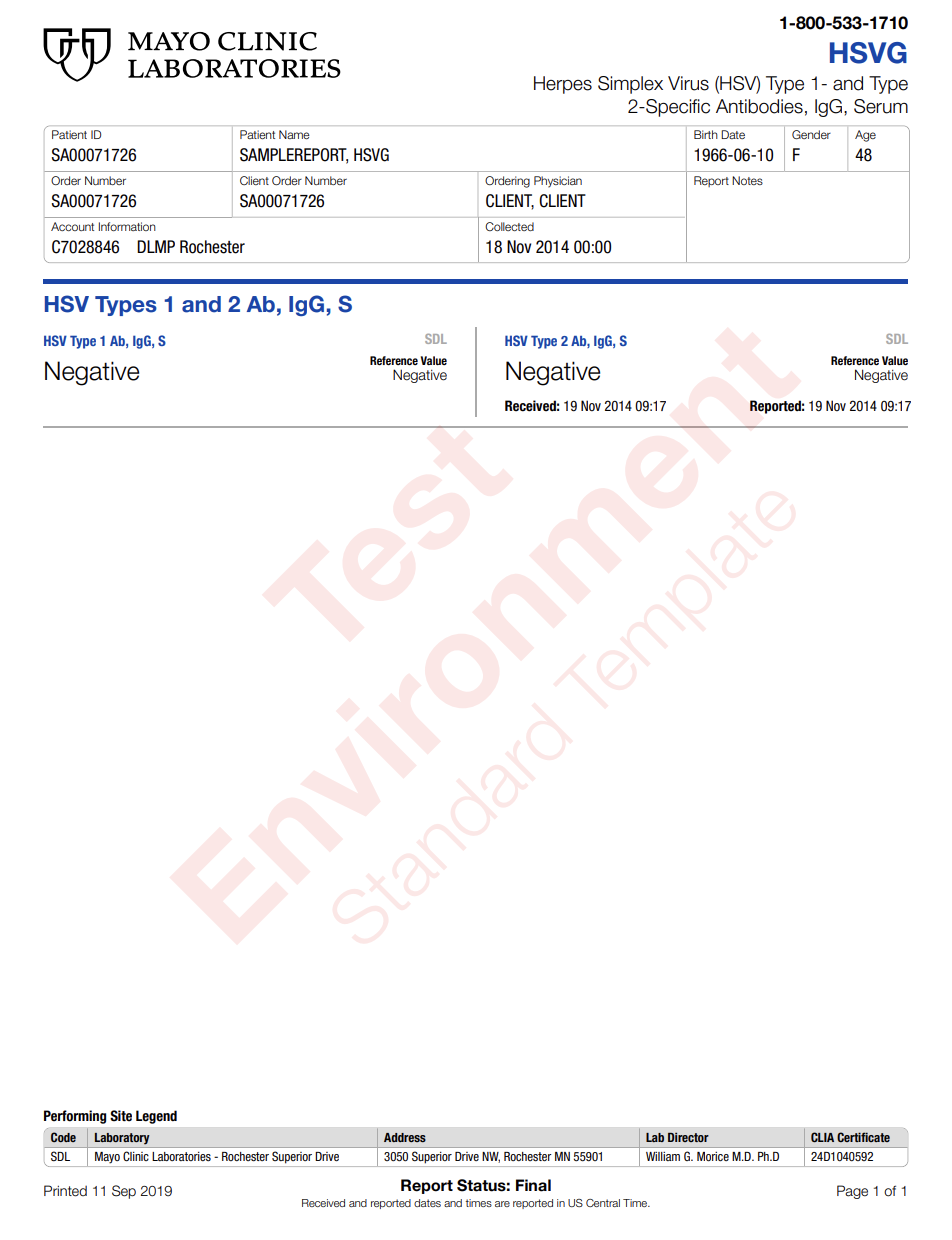 Herpes Simplex Virus (HSV) Type 1- and Type 2-Specific Antibodies, IgG