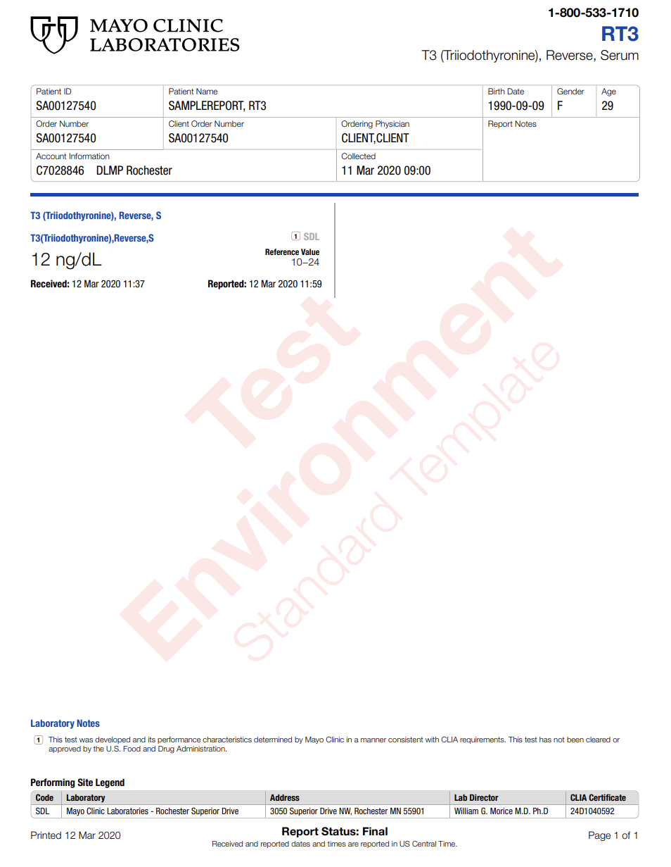 T3 (Triiodothyronine), Reverse