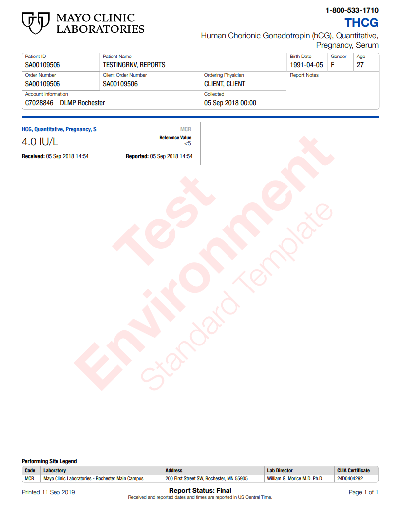 Human Chorionic Gonadotropin (hCG), Quantitative, Pregnancy
