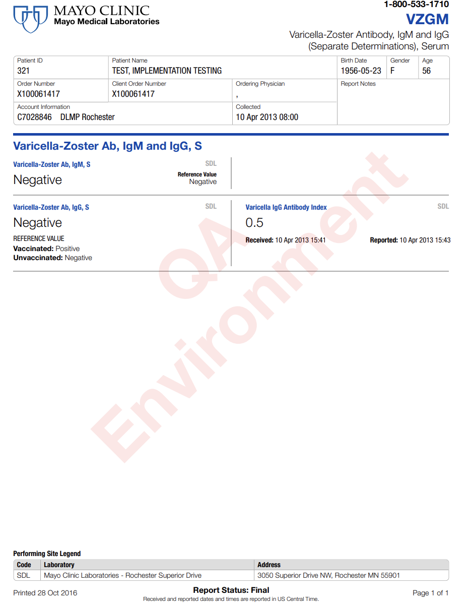 Varicella-Zoster Antibody, IgG and IgM
