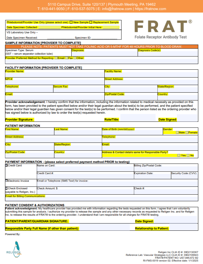 FRAT (Folate Receptor Antibody) Test by ReligenDX