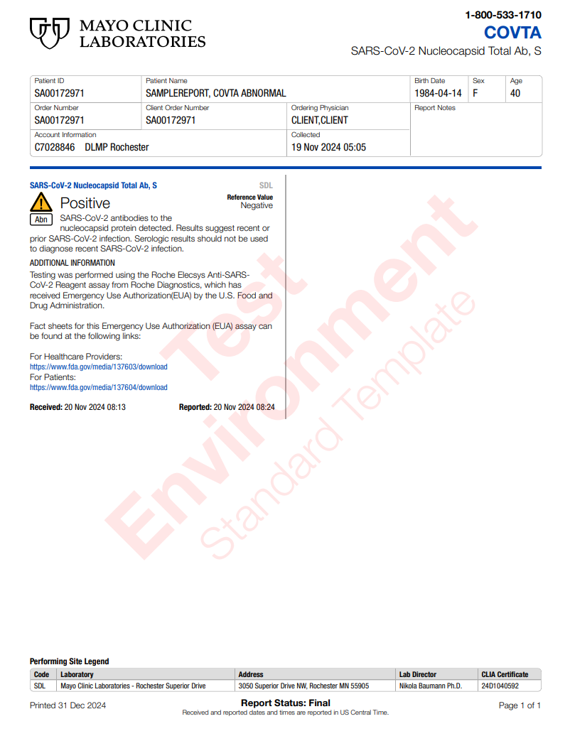 Covid 19 (SARS-CoV-2), Nucleocapsid, Total Antibody