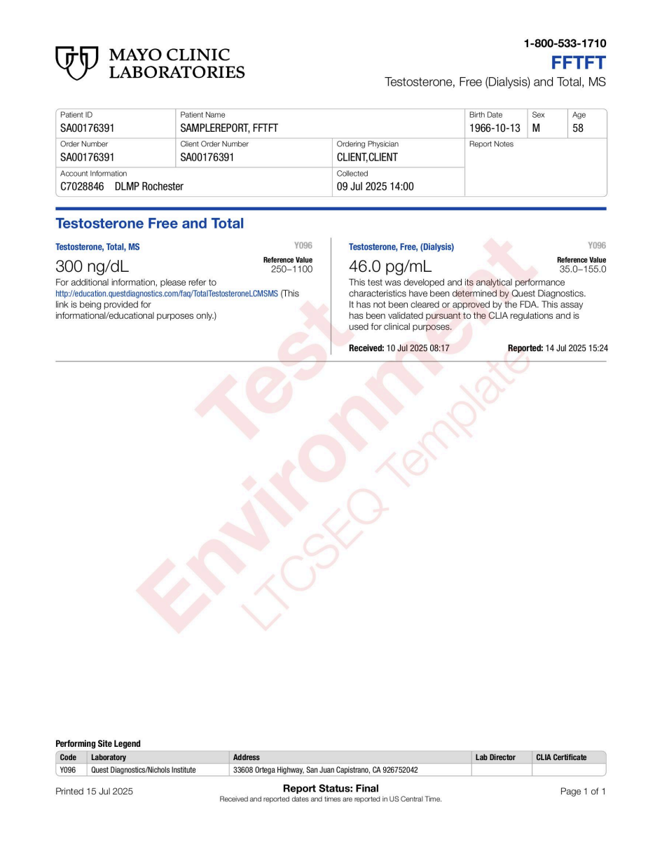 Testosterone, Total and Free